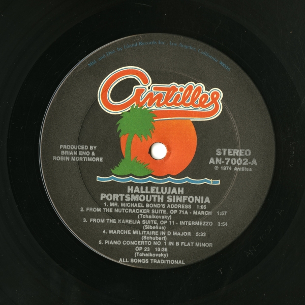 Portsmouth Sinfonia『HALLELUJAH』（1974年、Antilles Records）side 1 ラベル